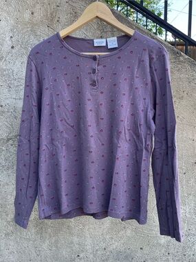 Purple floral Katherine Bishop long sleeved shirt size medium